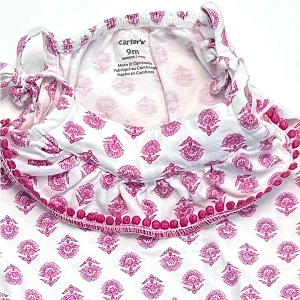 CARTER’S Adorable Pink & Purple Floral Romper BABY 9 Months - LIKE NEW